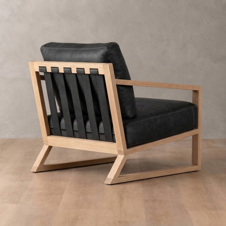 Clarens Leather Armchair - Oak - Black