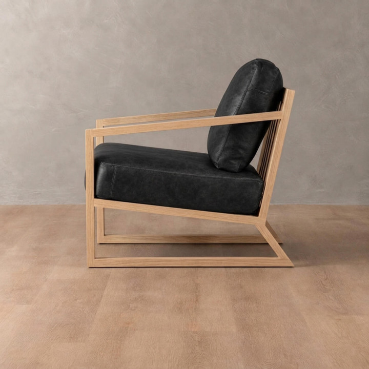 Clarens Leather Armchair - Oak - Black