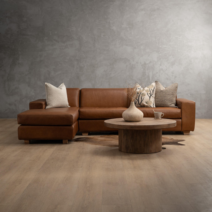 Karoo Leather Corner Couch with Daybed Left - Butterscotch 1
