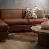 Karoo Leather Corner Couch with Daybed Left - Butterscotch 2