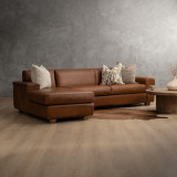 Karoo Leather Corner Couch with Daybed Left - Butterscotch