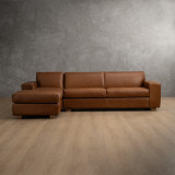 Karoo Leather Corner Couch with Daybed Left - Butterscotch
