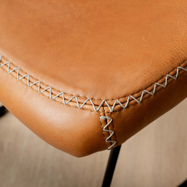 Hand-Stitched Leather Dining Chair - Ginger - 5