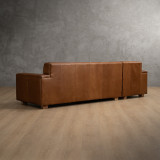 Karoo Leather Corner Couch with Daybed Left - Butterscotch