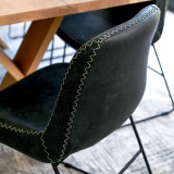 Hand-Stitched Leather Dining Chair - Midnight - 2