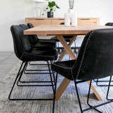 Hand-Stitched Leather Dining Chair - Midnight - 3