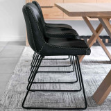 Hand-Stitched Leather Dining Chair - Midnight - 4