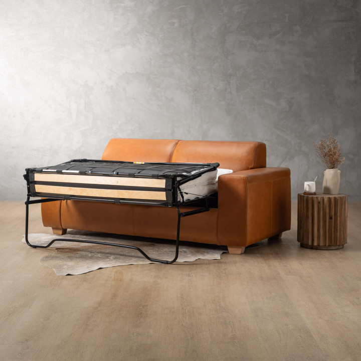 Karoo Leather Sleeper Couch - Ginger - 12