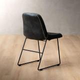 Hand-Stitched Leather Dining Chair - Midnight - 7