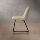 Hand-Stitched Leather Dining Chair - Cream - 3