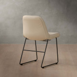 Hand-Stitched Leather Dining Chair - Cream - 4