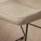 Hand-Stitched Leather Dining Chair - Cream - 5