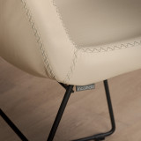Hand-Stitched Leather Dining Chair - Cream - 6