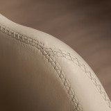 Hand-Stitched Leather Dining Chair - Cream - 7