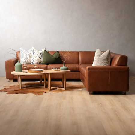 Demo - Karoo Full Corner Leather Couch - Butterscotch