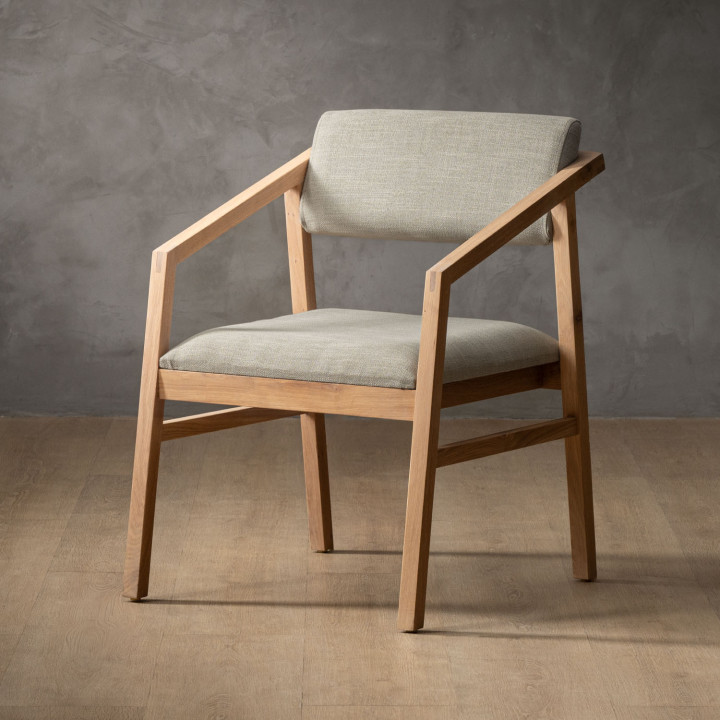 Jozi Fabric Carver Chair - Oak - Juniper Stone - 1