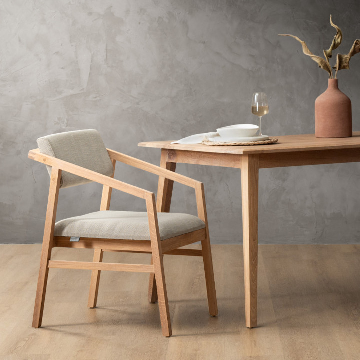 Jozi Fabric Carver Chair - Oak - Juniper Stone - 2