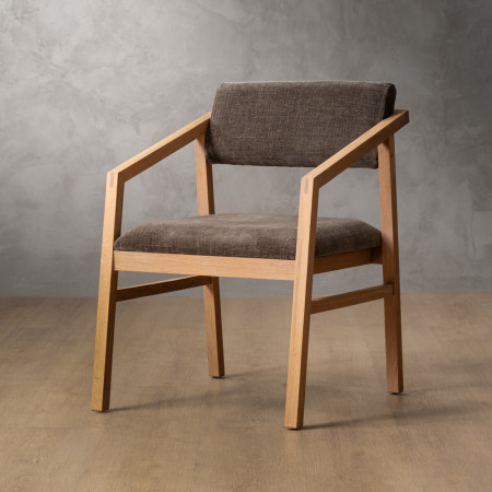 Jozi Fabric Carver Chair - Oak - Storm Wave