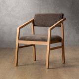 Jozi Fabric Carver Chair - Oak - Storm Wave - 1