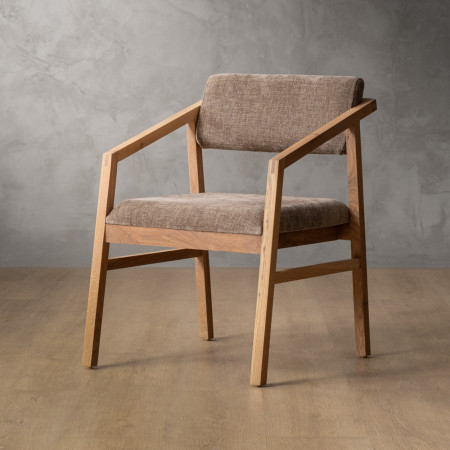 Jozi Fabric Carver Chair - Oak - Fossil Wave