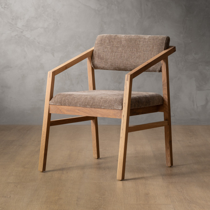 Jozi Fabric Carver Chair - Oak - Fossil Wave - 1