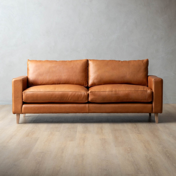 Demo - Hamlet 3-Seater Leather Couch - Ginger - 1