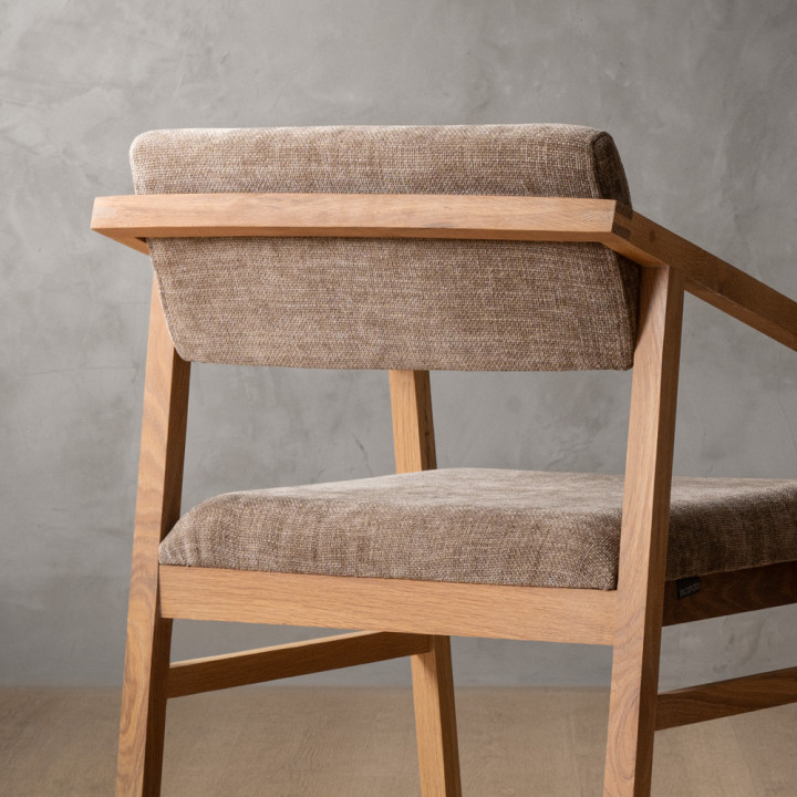 Jozi Fabric Carver Chair - Oak - Fossil Wave - 5