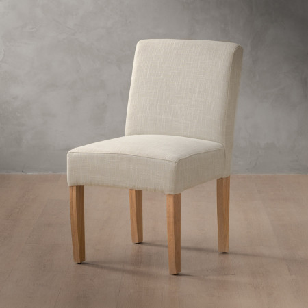 Chunky Fabric Dining Chair - Oak - Buttermilk - 1