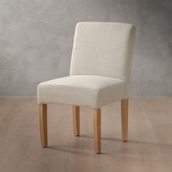 Chunky Fabric Dining Chair - Oak - Buttermilk - 1