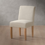 Chunky Fabric Dining Chair - Oak - Buttermilk - 1