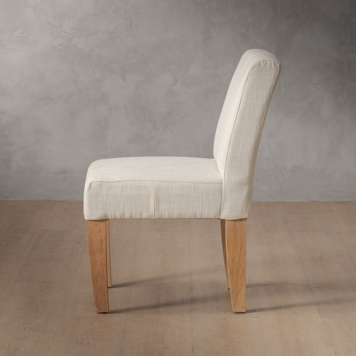 Chunky Fabric Dining Chair - Oak - Buttermilk - 3