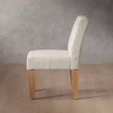 Chunky Fabric Dining Chair - Oak - Buttermilk - 3