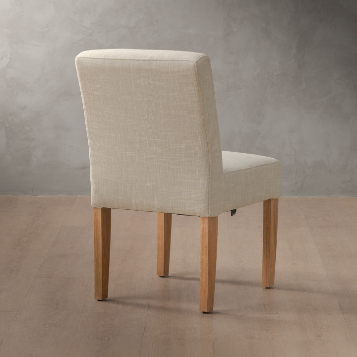 Chunky Fabric Dining Chair - Oak - Buttermilk - 4