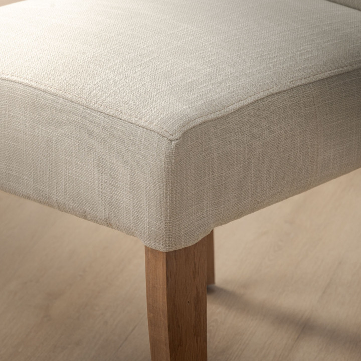 Chunky Fabric Dining Chair - Oak - Buttermilk - 5