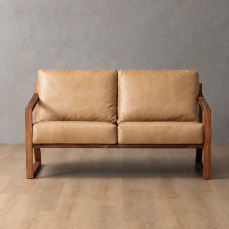Demo - Clarens 2-Seater Leather Couch - Blackwood - Desert