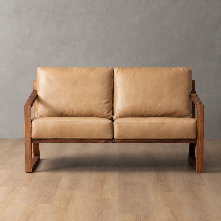 Demo - Clarens 2-Seater Leather Couch - Blackwood - Desert 1