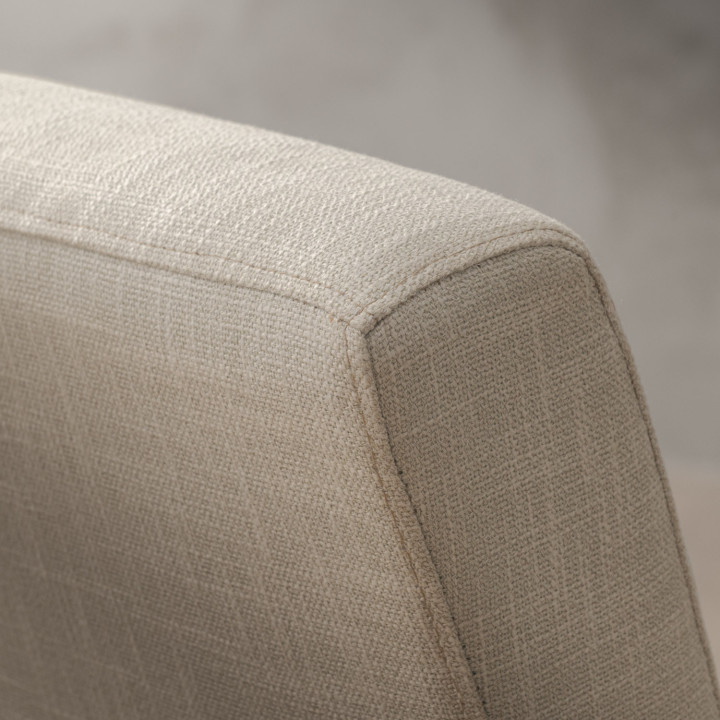 Chunky Fabric Dining Chair - Oak - Buttermilk - 6