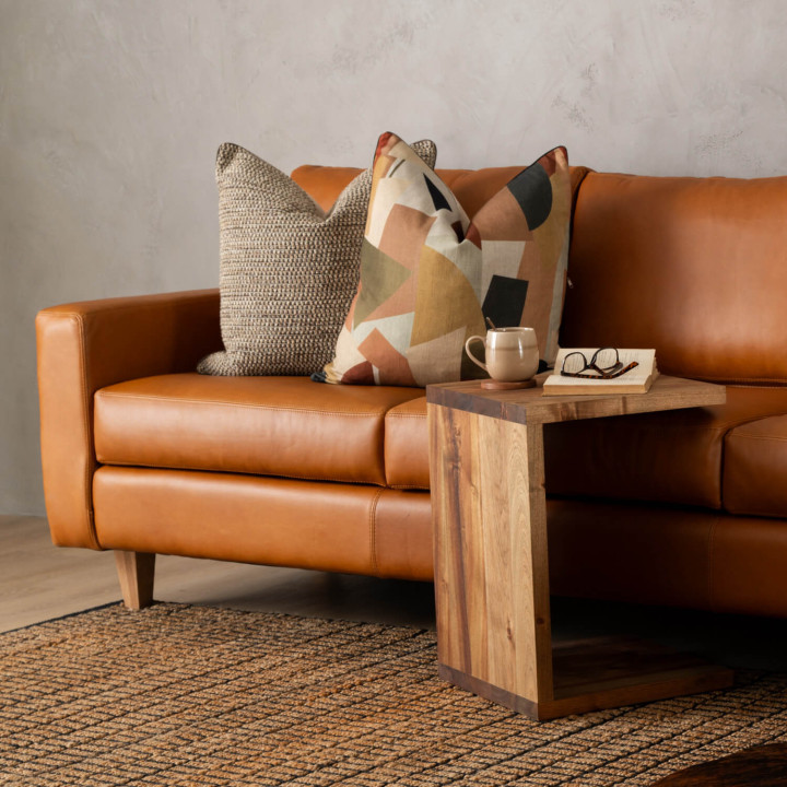 Douglas Leather Corner Couch with Daybed Right - Ginger - 4