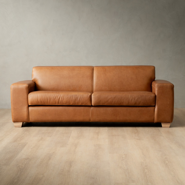 Demo - 2.2m Karoo Leather Couch - Ginger - 1