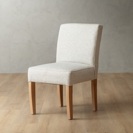 Chunky Fabric Dining Chair - Oak - Oats