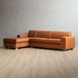 Karoo Leather Corner Couch with Daybed Left - Ginger - 1