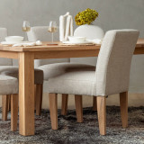 Chunky Fabric Dining Chair - Oak - Oats - 2