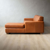 Karoo Leather Corner Couch with Daybed Right - Ginger - 4