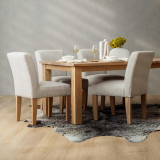 Chunky Fabric Dining Chair - Oak - Oats - 3