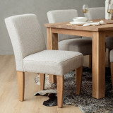 Chunky Fabric Dining Chair - Oak - Oats - 4