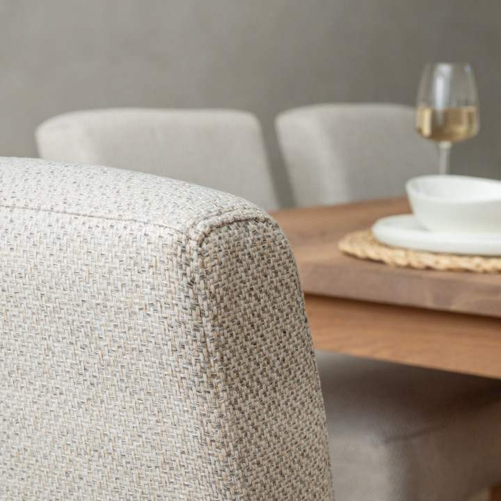 Chunky Fabric Dining Chair - Oak - Oats - 5