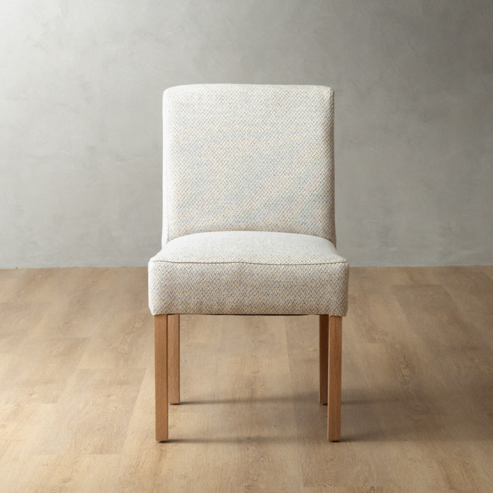 Chunky Fabric Dining Chair - Oak - Oats - 6