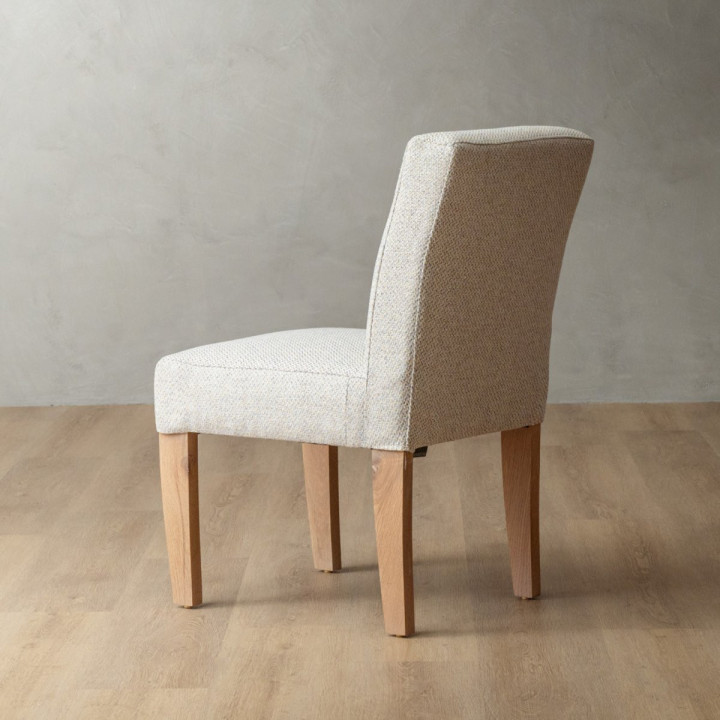 Chunky Fabric Dining Chair - Oak - Oats - 7