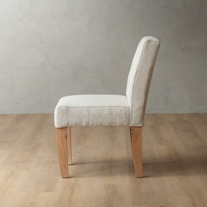 Chunky Fabric Dining Chair - Oak - Oats - 8