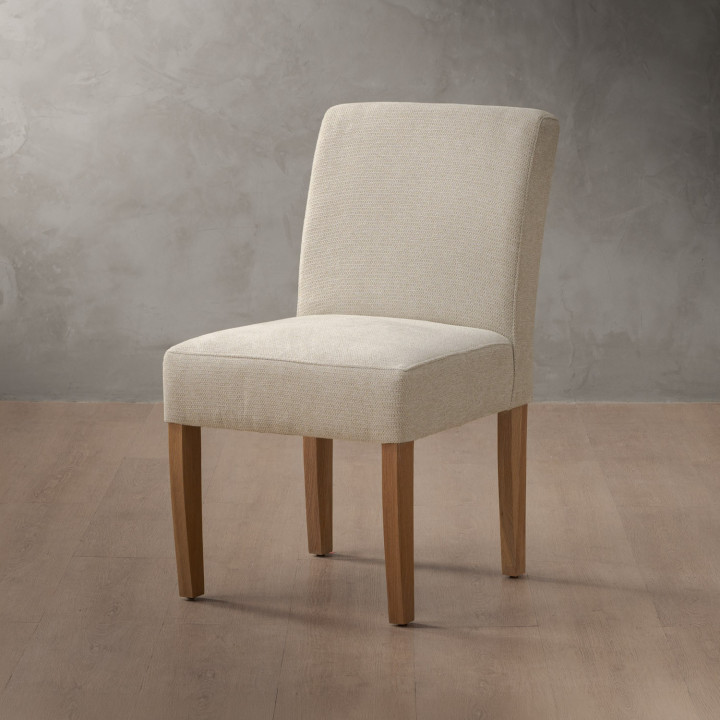 Chunky Fabric Dining Chair - Oak - Moonstone - 1